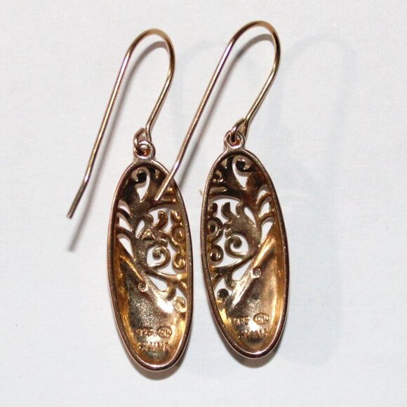 Sterling Silver Goldtone Filigree Earrings - Picture 2 of 5